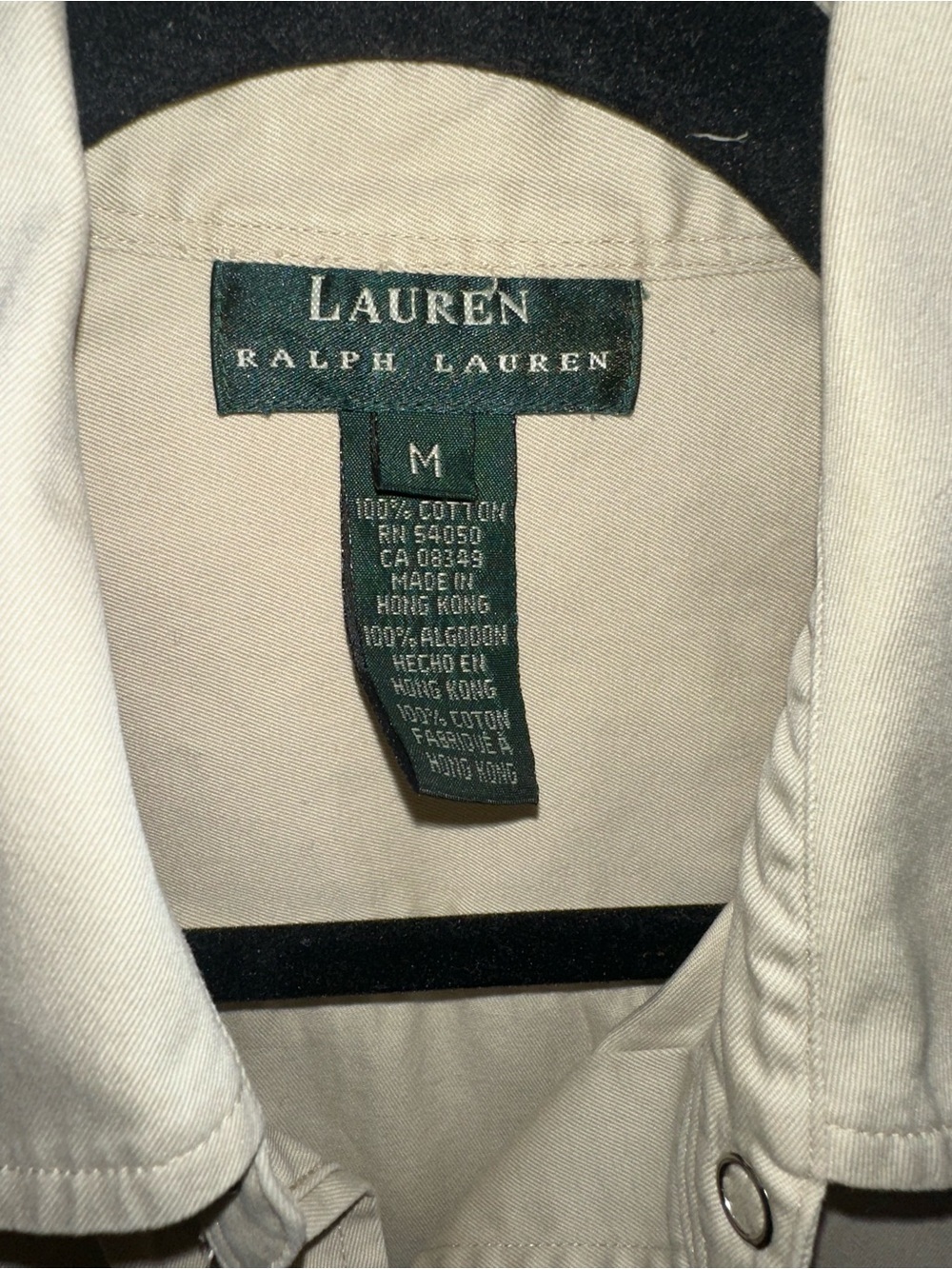 Vintage Lauren Ralph Lauren Beige Cotton Utility Safari Shirt Size Medium - Picture 2 of 6